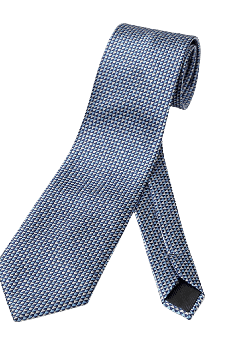 Blue & White Small Diagonal Plaid Tie