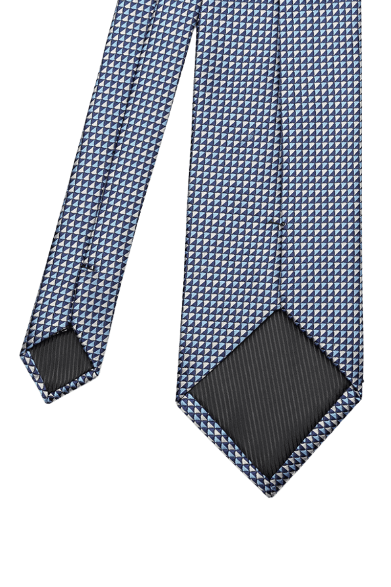 Blue & White Small Diagonal Plaid Tie