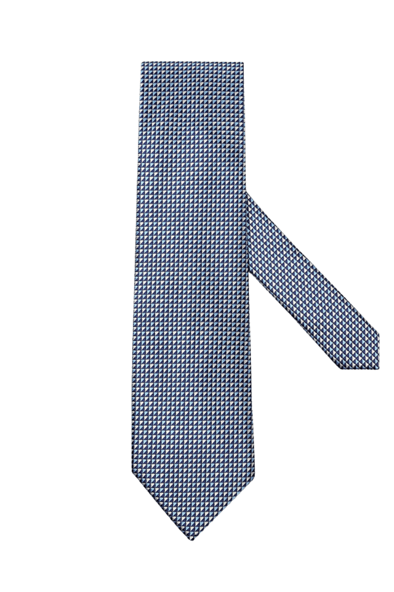 Blue & White Small Diagonal Plaid Tie