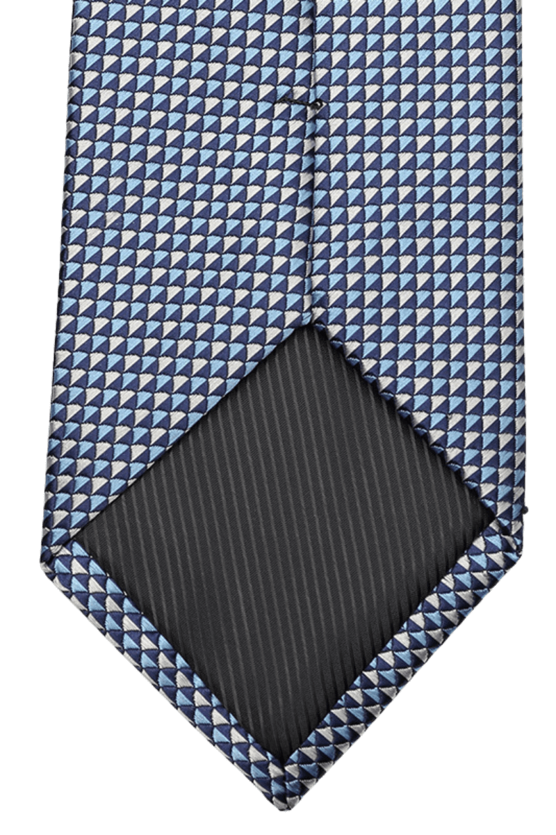 Blue & White Small Diagonal Plaid Tie