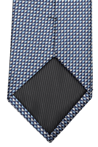 Blue & White Small Diagonal Plaid Tie