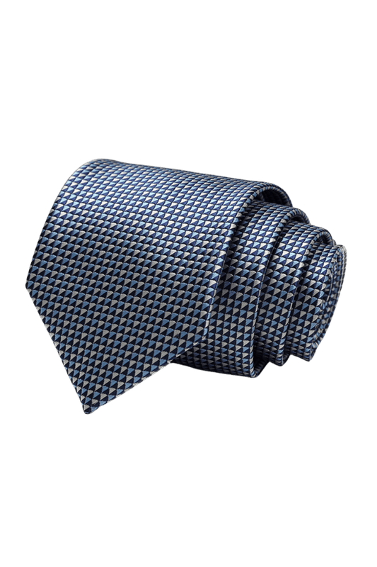 Blau-weiße Krawatte mit kleinem diagonalen Karomuster 