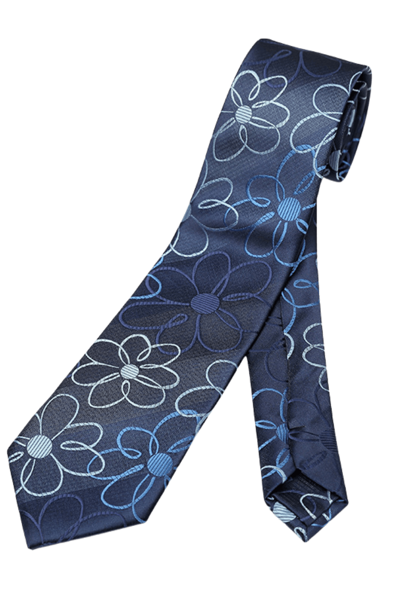 Blue British Retro Flower Pattern Tie