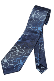 Blue British Retro Flower Pattern Tie