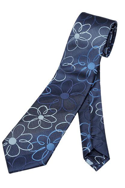 Blue British Retro Flower Pattern Tie
