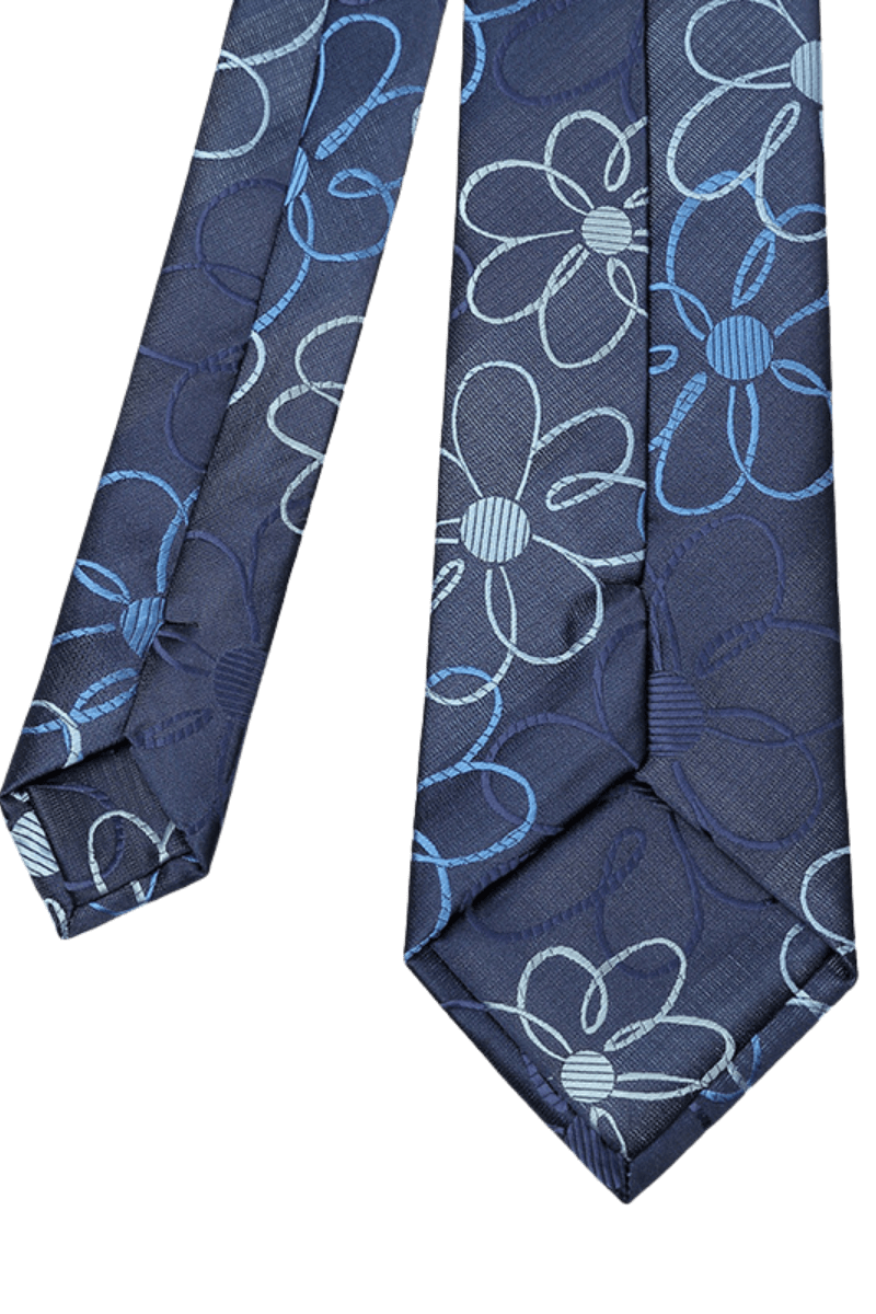 Blue British Retro Flower Pattern Tie