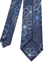 Blue British Retro Flower Pattern Tie