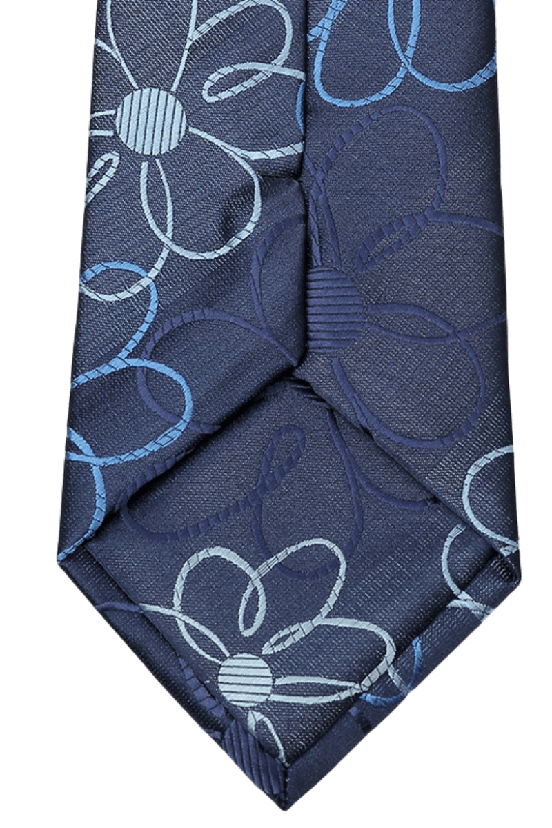 Blue British Retro Flower Pattern Tie