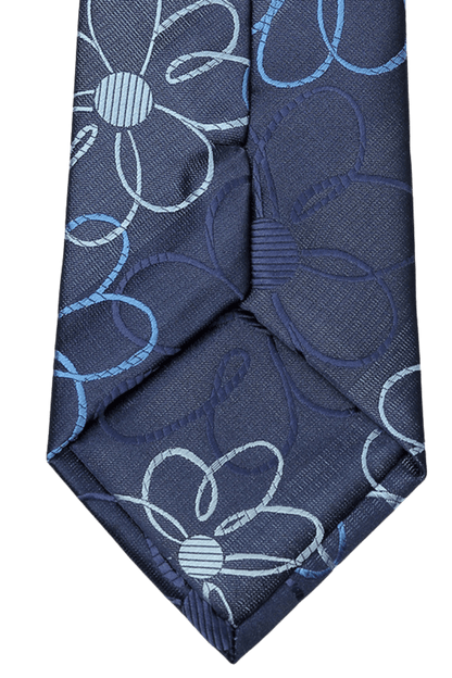 Blue British Retro Flower Pattern Tie
