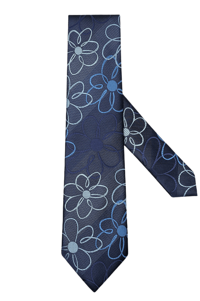 Blue British Retro Flower Pattern Tie