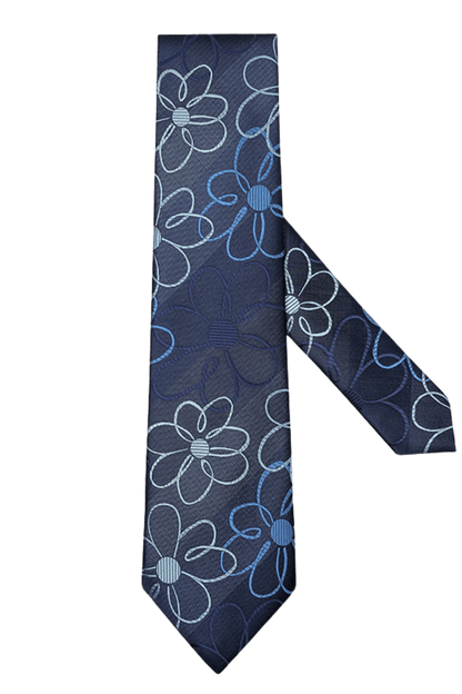 Blue British Retro Flower Pattern Tie