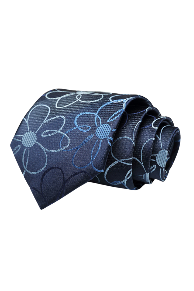 Blue British Retro Flower Pattern Tie