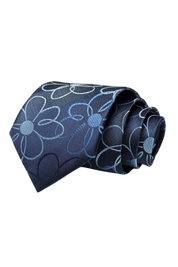 Blue British Retro Flower Pattern Tie