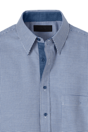 Blue Cotton Houndstooth Casual Shirt