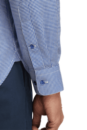 Blue Cotton Houndstooth Casual Shirt