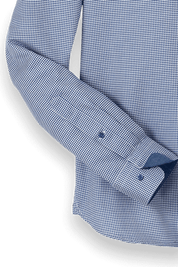 Blue Cotton Houndstooth Casual Shirt