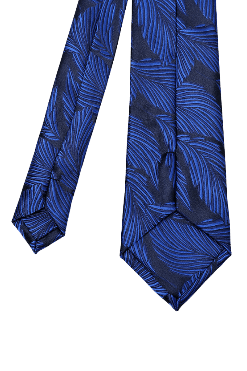 Blue Elegance Tropical Leaves Handmade Tie