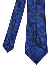 Blue Elegance Tropical Leaves Handmade Tie