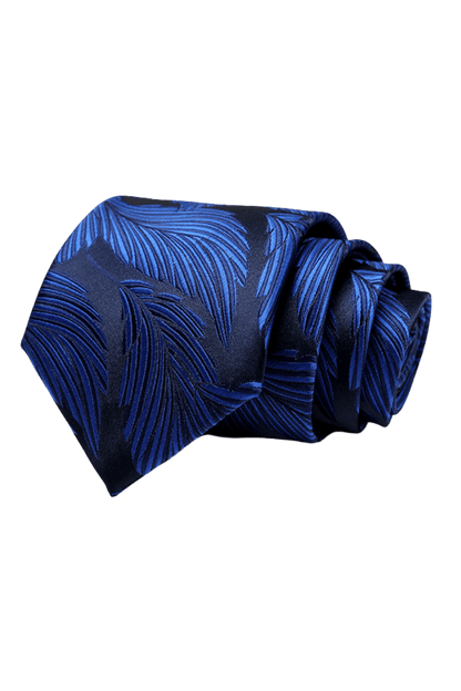 Blue Elegance Tropical Leaves Handmade Tie