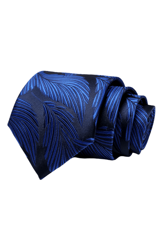 Blaue Eleganz Tropische Blätter handgemachte Krawatte 