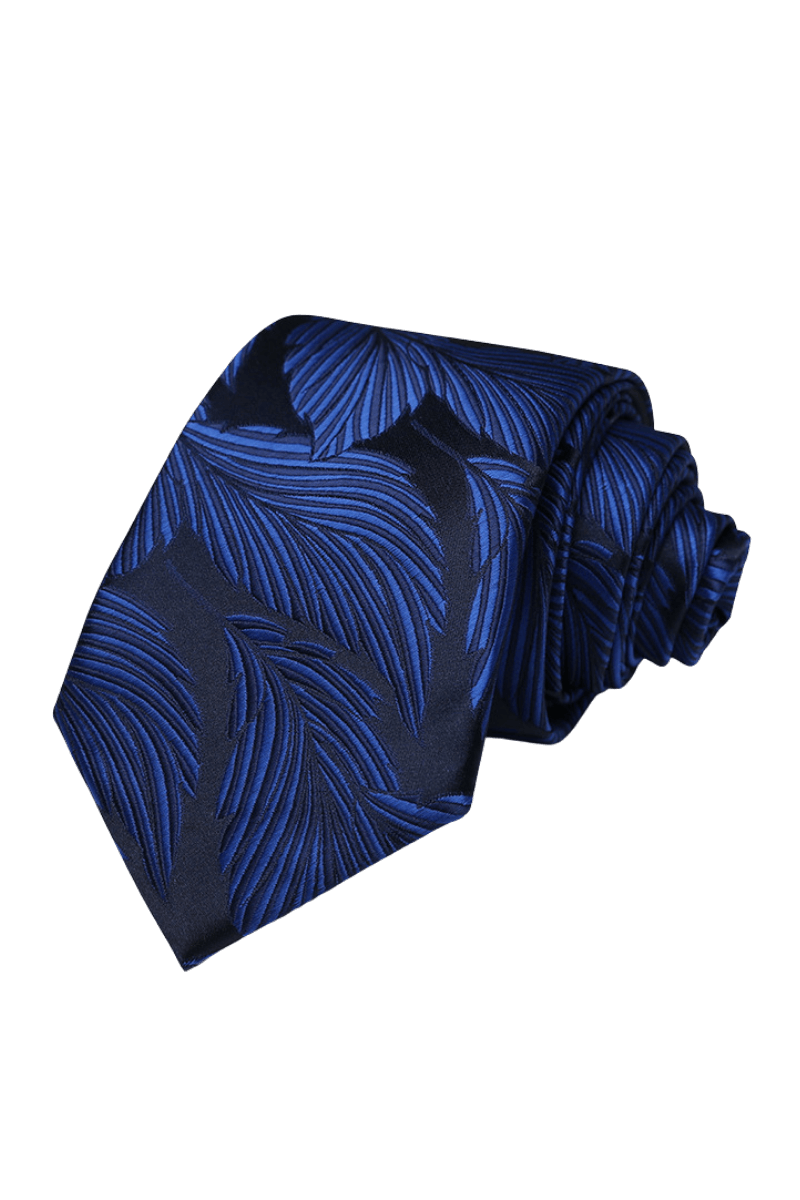 Blue Elegance Tropical Leaves Handmade Tie