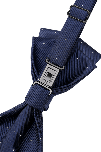 Blue Elegant Polka Dots Pre-Tied Bow Tie