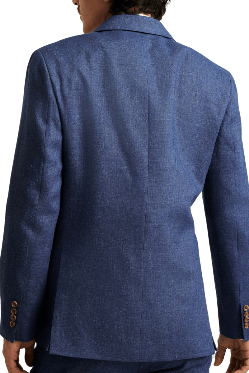 Blue Italian Linen Double Breasted Notch Lapel Suit