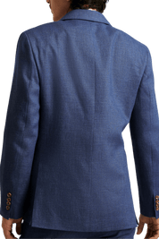 Blue Italian Linen Double Breasted Notch Lapel Suit