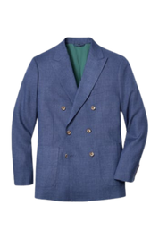 Blue Italian Linen Double Breasted Notch Lapel Suit