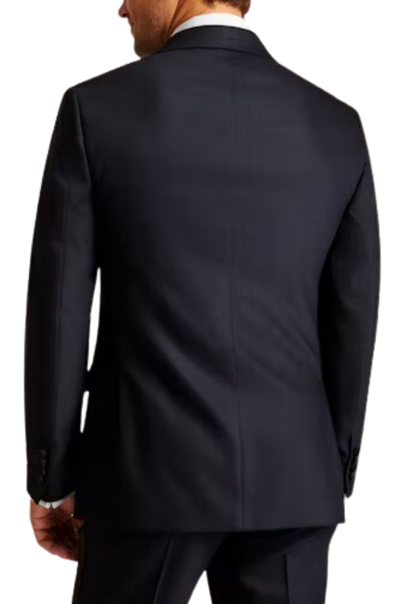 Traje de esmoquin de inspiración vintage en azul, de lana italiana elástica y lujosa