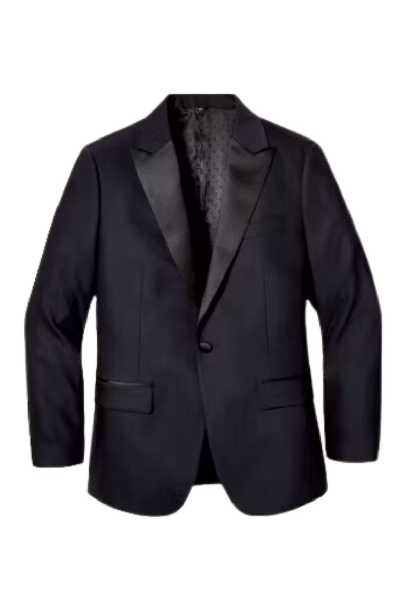 Traje de esmoquin de inspiración vintage en azul, de lana italiana elástica y lujosa