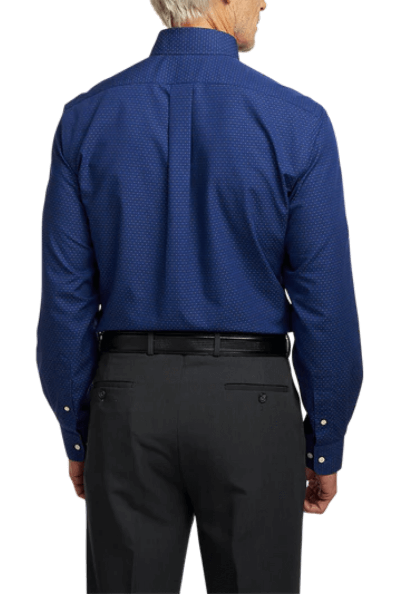 Blue Non-Iron Cotton Dot Casual Shirt