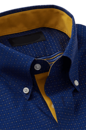 Blue Non-Iron Cotton Dot Casual Shirt