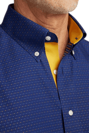 Blue Non-Iron Cotton Dot Casual Shirt