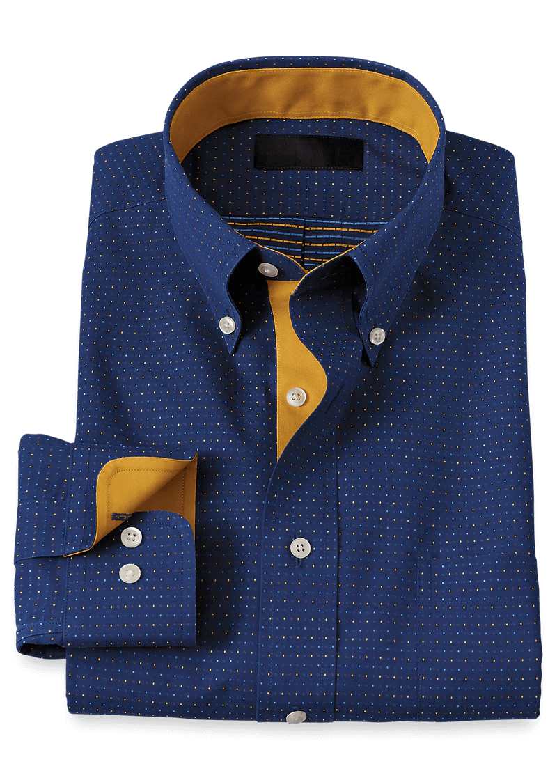 Blue-Non-Iron-Cotton-Dot-Casual-Shirt.png