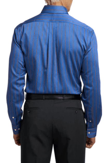 Camisa informal de algodón a rayas de color azul que no necesita planchado