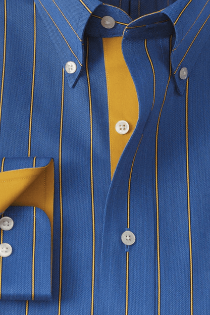 Camisa informal de algodón a rayas de color azul que no necesita planchado