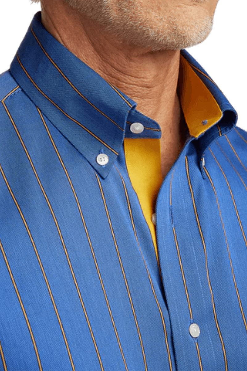 Blue Non-Iron Cotton Stripe Casual Shirt