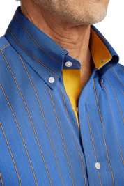 Blue Non-Iron Cotton Stripe Casual Shirt