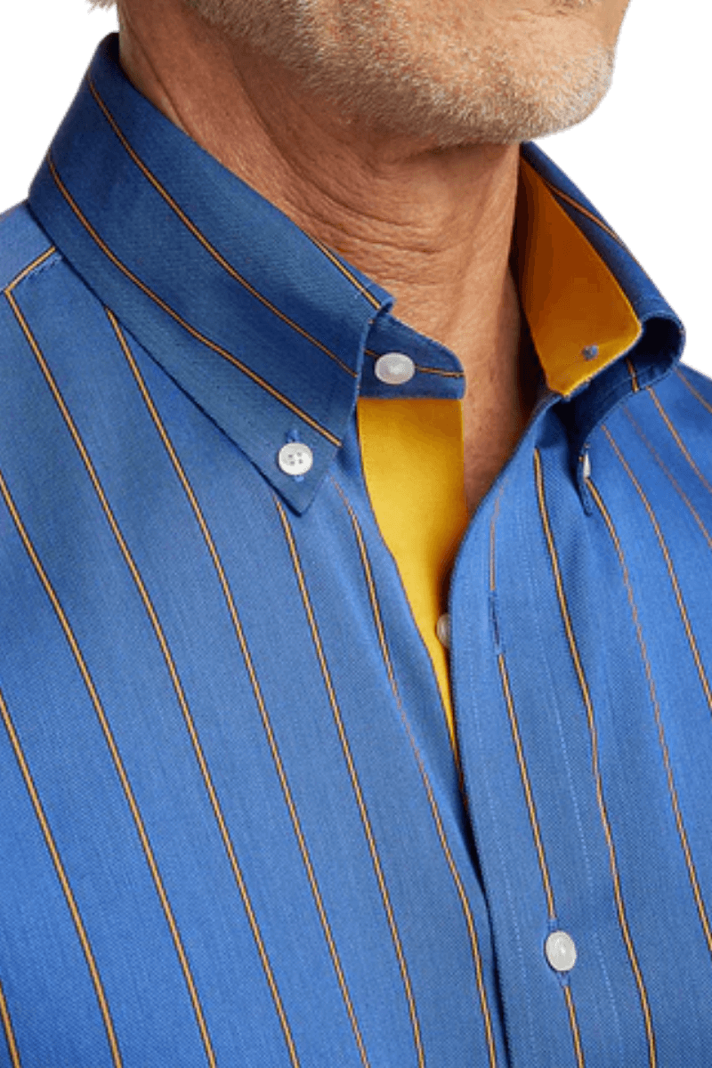 Camisa informal de algodón a rayas de color azul que no necesita planchado