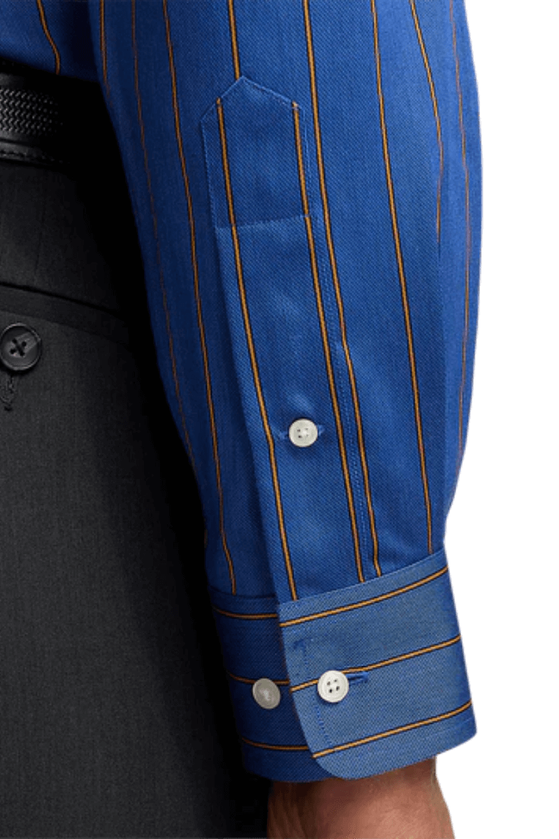 Camisa informal de algodón a rayas de color azul que no necesita planchado