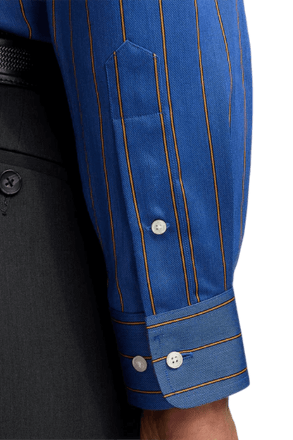 Camisa informal de algodón a rayas de color azul que no necesita planchado