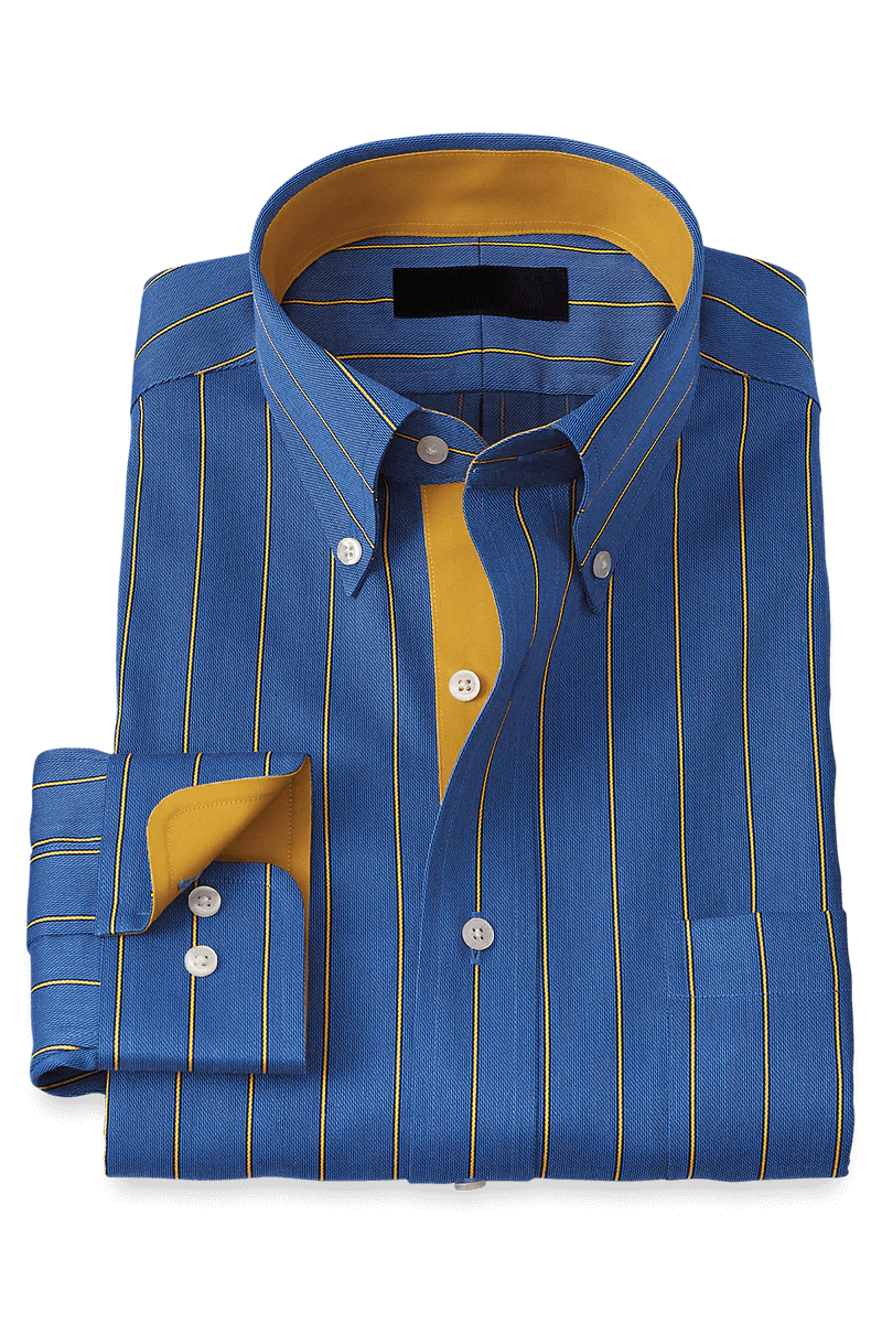 Blue Non-Iron Cotton Stripe Casual Shirt