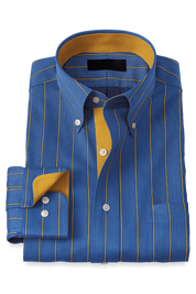 Blue Non-Iron Cotton Stripe Casual Shirt