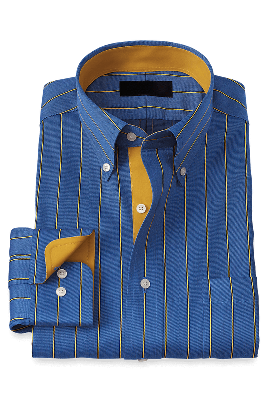 Blue Non-Iron Cotton Stripe Casual Shirt
