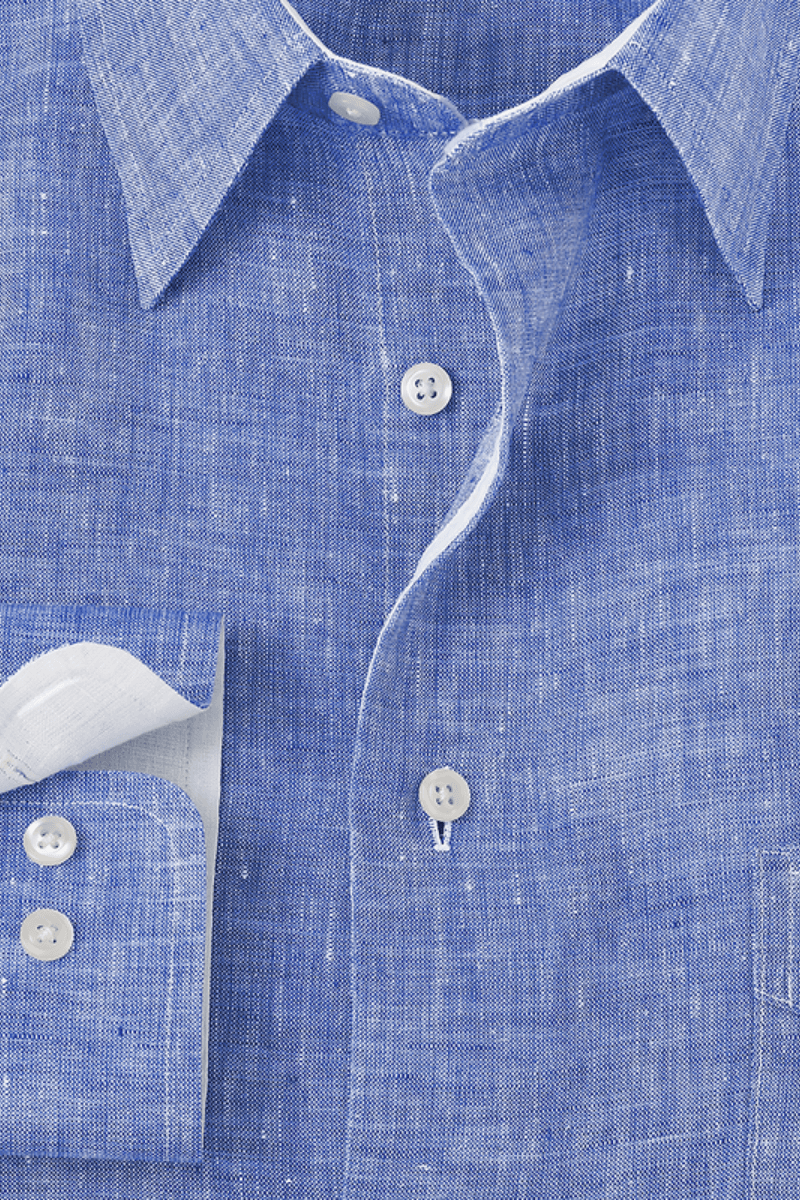 Blue Non-Iron Linen Dres Shirt