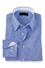 Blue Non-Iron Linen Dres Shirt