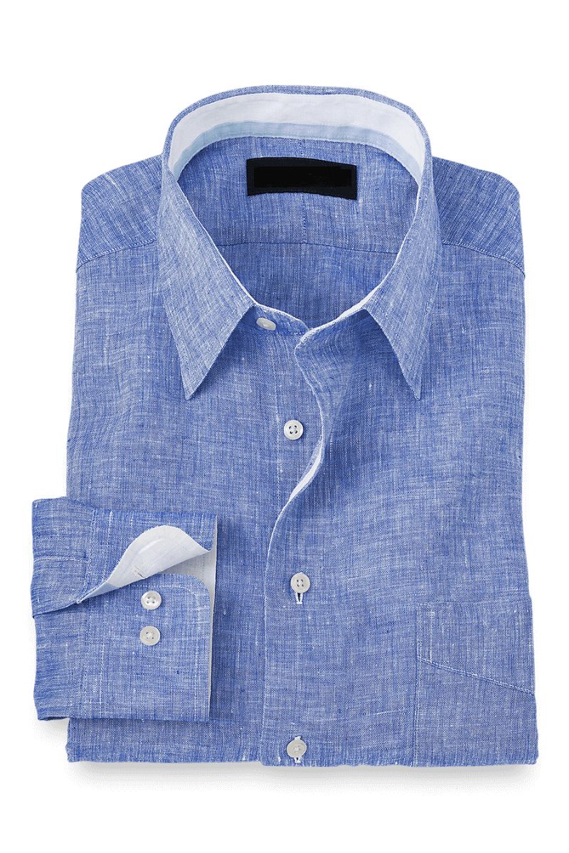 Blue Non-Iron Linen Dres Shirt