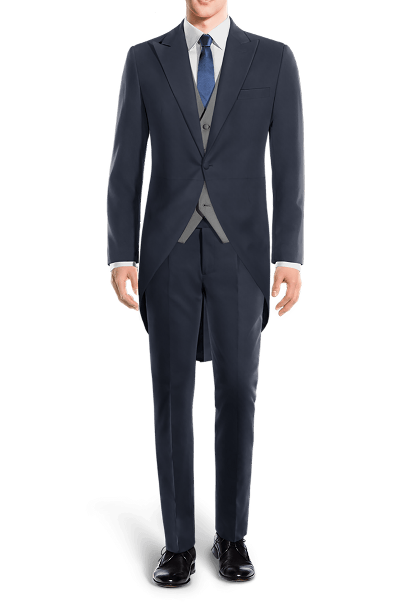 Blue Peak Lapel Morning Dress 2-Piece Suit