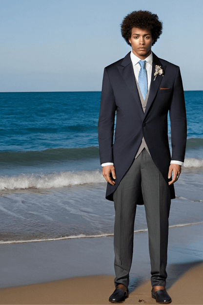 Blue Peak Lapel Morning Dress 2-Piece Suit